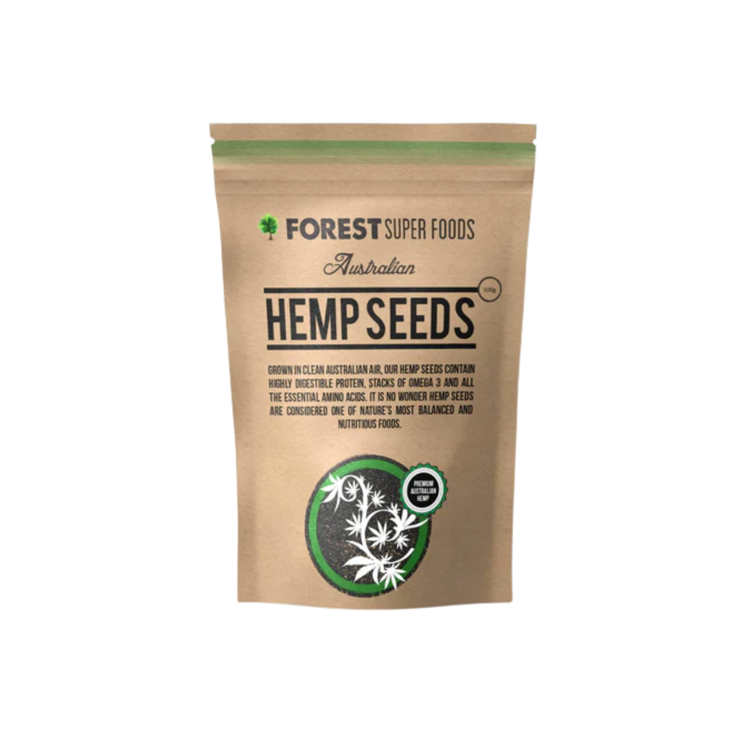 Hemp seed oil capsules, Australian-made, rich in Omega 3 & 6 for health and protein boost.